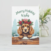 ピーキングコッカースパニエル犬メリーウィズペットポートレート シーズンカード (スタンド正面)