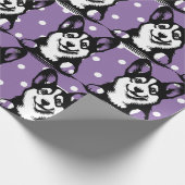 ピーキングコルギパープルパーソナライズされたテーマ ラッピングペーパー (角)