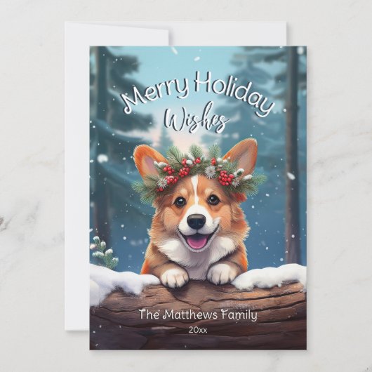ピーキングコーギ冬のワンダーランドメリークリスマス シーズンカード (正面)