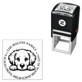 ピーキングゴールデンリトリバーパーソナライズされたテーマ セルフインキングスタンプ (インサイチュ)