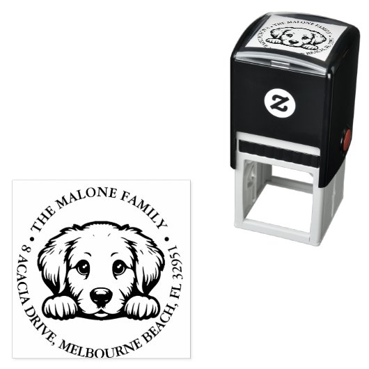 ピーキングゴールデンリトリバーパーソナライズされたテーマ セルフインキングスタンプ (インサイチュ)