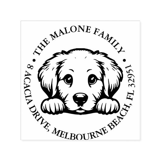 ピーキングゴールデンリトリバーパーソナライズされたテーマ セルフインキングスタンプ (デザイン)