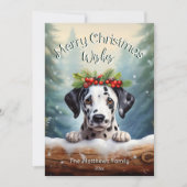 ピーキングダルマティアンインウッドランドフォレストペットポートレート シーズンカード (正面)