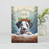 ピーキングダルマティアンインウッドランドフォレストペットポートレート シーズンカード (スタンド正面)