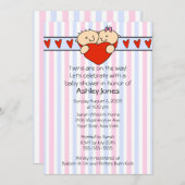 ピーキングツインズベビーシャワー招待状 招待状 (正面/裏面)