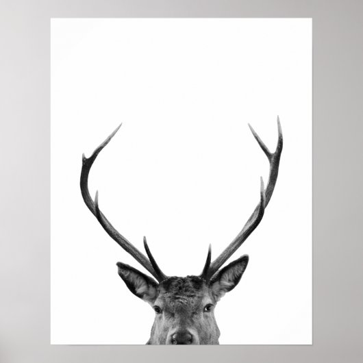 ピーキングディアスタグ白黒キャビンスタイル モダン ポスター (正面)