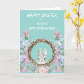 ピーキングバニーリース孫娘イースター カード (黄色い花)