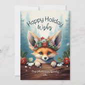 ピーキングフェネクキツネ雪ウッドランドフォレストハッピン シーズンカード (正面)