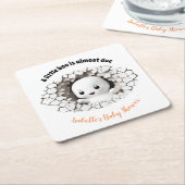 ピーキングブー幽霊ベビーシャワー紙コースター スクエアペーパーコースター (アングル)