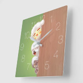 ピーキング・アニマルズ・トリオ スクエア壁時計 (傾斜)