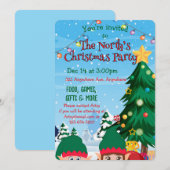 ピークのクリスマス小妖精や小人 招待状 (正面/裏面)