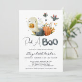 ピークアブー | かわいいおばけのハロウィンベビーシャワー 招待状 (スタンド正面)