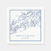 ピークスアイランドメーンカスコベイマップエレガントウェディング スタンダードカクテルナプキン (正面)