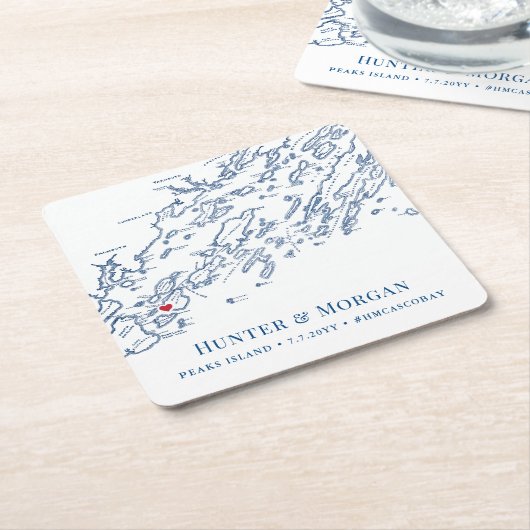 ピークスアイランドメ結婚インズウェルカムパーティーカクテル スクエアペーパーコースター (アングル)