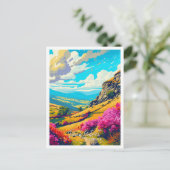 ピークディストリクトイングランドヴィンテージ旅行イラストレーション ポストカード (スタンド正面)