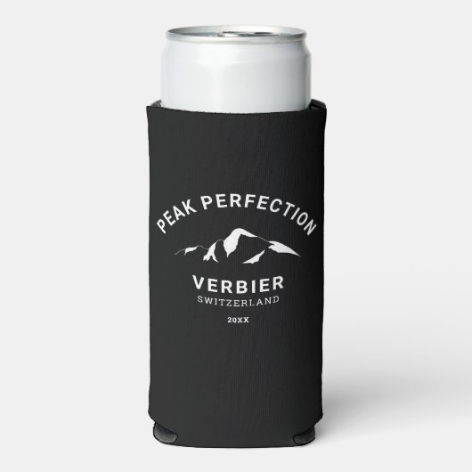 ピークパーフェクトウィンタースキースノーボードリゾートクレスト スリム缶クーラー (Seltzer正面)