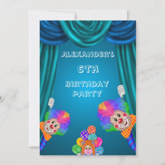 ピークピエロ少年の6誕生日両面 招待状 (正面)