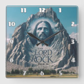 ピーク時の神の威厳のある存在 スクエア壁時計 (正面)