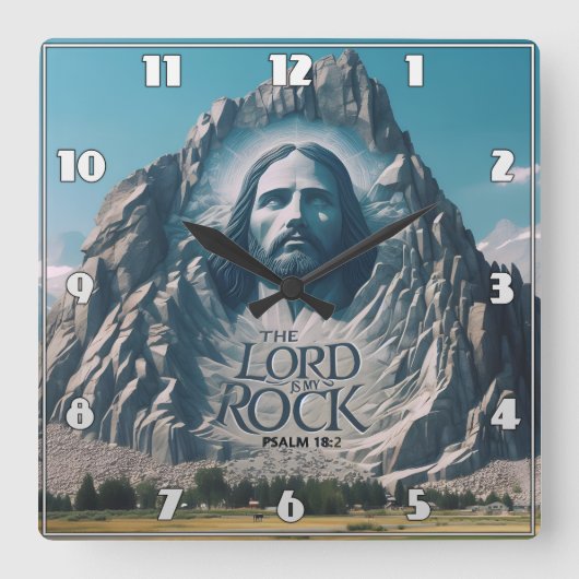 ピーク時の神の威厳のある存在 スクエア壁時計 (正面)
