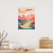 ピーク鮮やか:山の風景最高傑作 ポスター (キッチン)