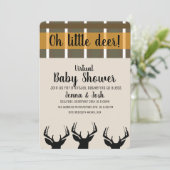 ピーク鹿の〔雄ジカの〕枝角プレイドバーチャルベビーシャワー 招待状 (スタンド正面)