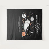 ピーク・ア・ブー ゴースト ハロウィン ベイビー シャワー 背景 タペストリー (正面(横))