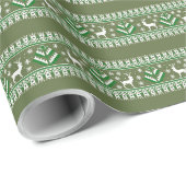 ピーグリーンとホワイトフェアアイルクリスマス ラッピングペーパー (ロールコーナー)