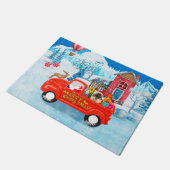 ピーゲスドッグのクリスマスデリバリートラック雪 ドアマット (アングル)