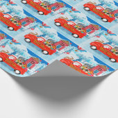 ピーゲスドッグのクリスマスデリバリートラック雪 ラッピングペーパー (角)