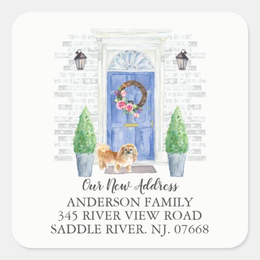 ピーゲスブルードア新しい住所ラベル スクエアシール (正面)