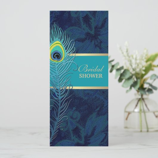ピーコエレガントックネイビーブルーブライダルシャワー 招待状 (スタンド正面)