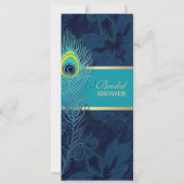 ピーコエレガントックネイビーブルーブライダルシャワー 招待状 (正面)