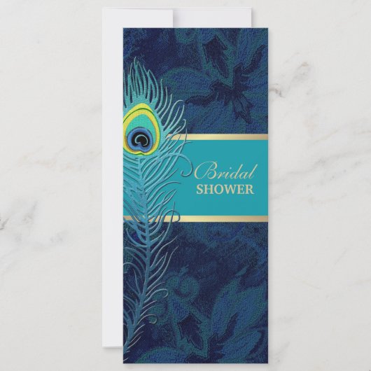 ピーコエレガントックネイビーブルーブライダルシャワー 招待状 (正面)