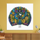 ピーコクガーデン白 キャンバスプリント (インサイチュ (リビング))