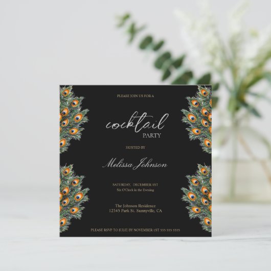 ピーコクモダンの羽カクテルパーティー 招待状 (スタンド正面)