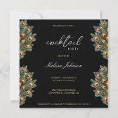 ピーコクモダンの羽カクテルパーティー 招待状 (正面)