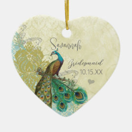 ピーコクルヴィンテージバードメイド・オブ・オーナー（花嫁付き添い人）オーナメント セラミックオーナメント