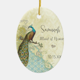 ピーコクルヴィンテージバードメイド・オブ・オーナー（花嫁付き添い人）オーナメント セラミックオーナメント