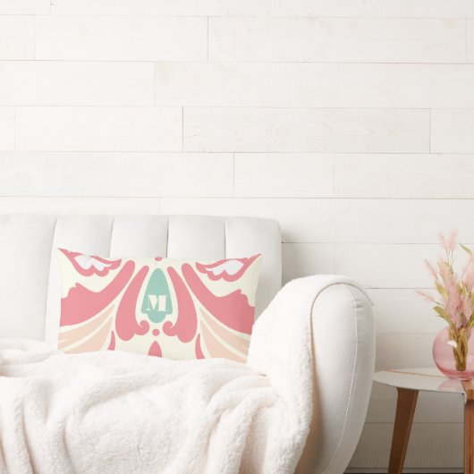 ピーコサンゴとミントモダン枕 ランバークッション (ソファ)