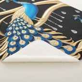 ピーコッエレガントクシェルパブランケットと金ゴールドとブルー シェルパブランケット (3/4)