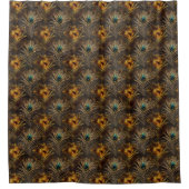 ピーコッエレガントクフェザーティール(緑がかった色)シックスタイリッシュ シャワーカーテン (正面)