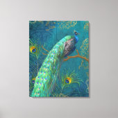 ピーコッエレガントクn羽オン枝のブ絵を描ルー キャンバスプリント (正面)