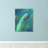 ピーコッエレガントクn羽オン枝のブ絵を描ルー キャンバスプリント (インサイチュ (ウッドフロア))