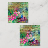 ピーコッカラフルクコラージュ化粧アーティストスクエア スクエア名刺 (正面/裏面)