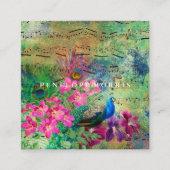 ピーコッカラフルクコラージュ化粧アーティストスクエア スクエア名刺 (正面)