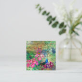 ピーコッカラフルクコラージュ化粧アーティストスクエア スクエア名刺 (スタンド正面)