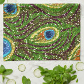 ピーコッカラフルクフェザープリント キッチンタオル (折り畳み)