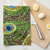 ピーコッカラフルクフェザープリント キッチンタオル (四つ折り)