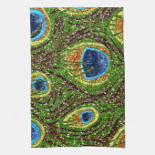 ピーコッカラフルクフェザープリント キッチンタオル (縦)