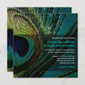 ピーコッカラフルクフェザー写真ボホチ結婚ックズ 招待状 (正面/裏面)